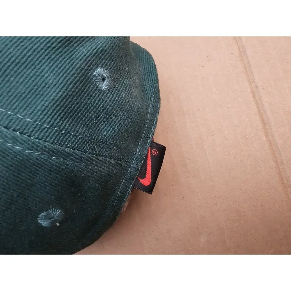 Vintage 90's NIKE N LOGO Snapback Hat Green Spellout Under Brim Y2K Youth Kids